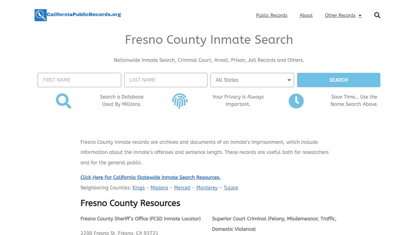 Fresno County Inmate Search - Current & Past FCSD CA Jail Records